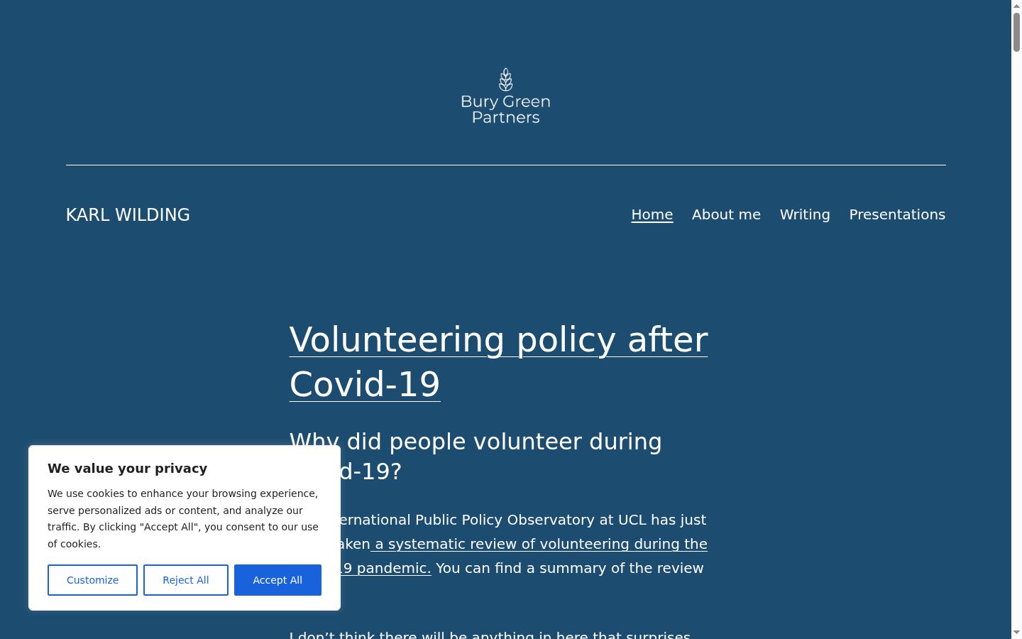 Screenshot of the consent banner shown before any interaction