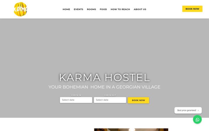 Screenshot of karmahostelmartvili.com