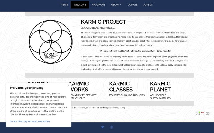 Screenshot of karmicproject.org