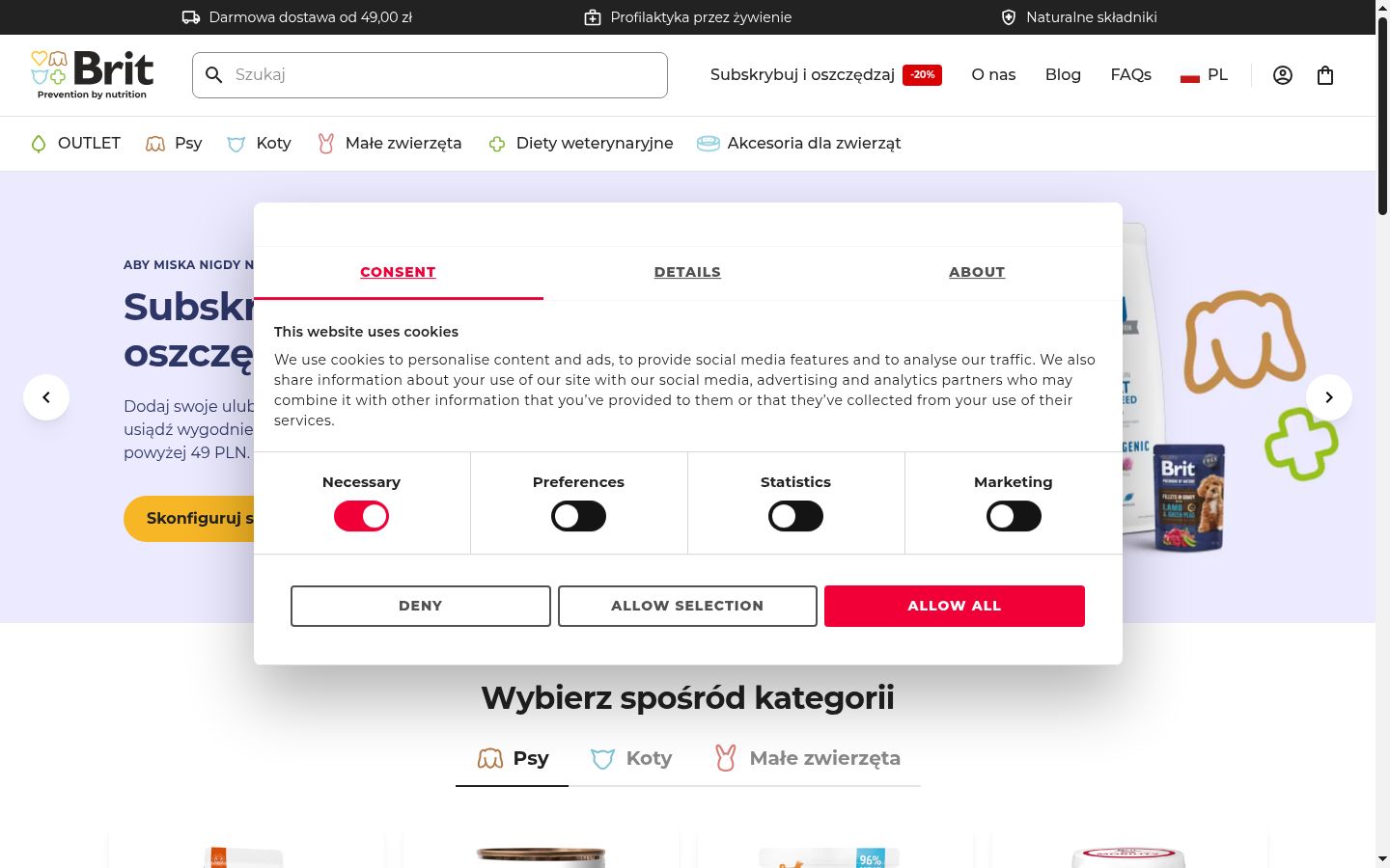 Capture d'écran de la bannière de consentement affichée avant toute interaction