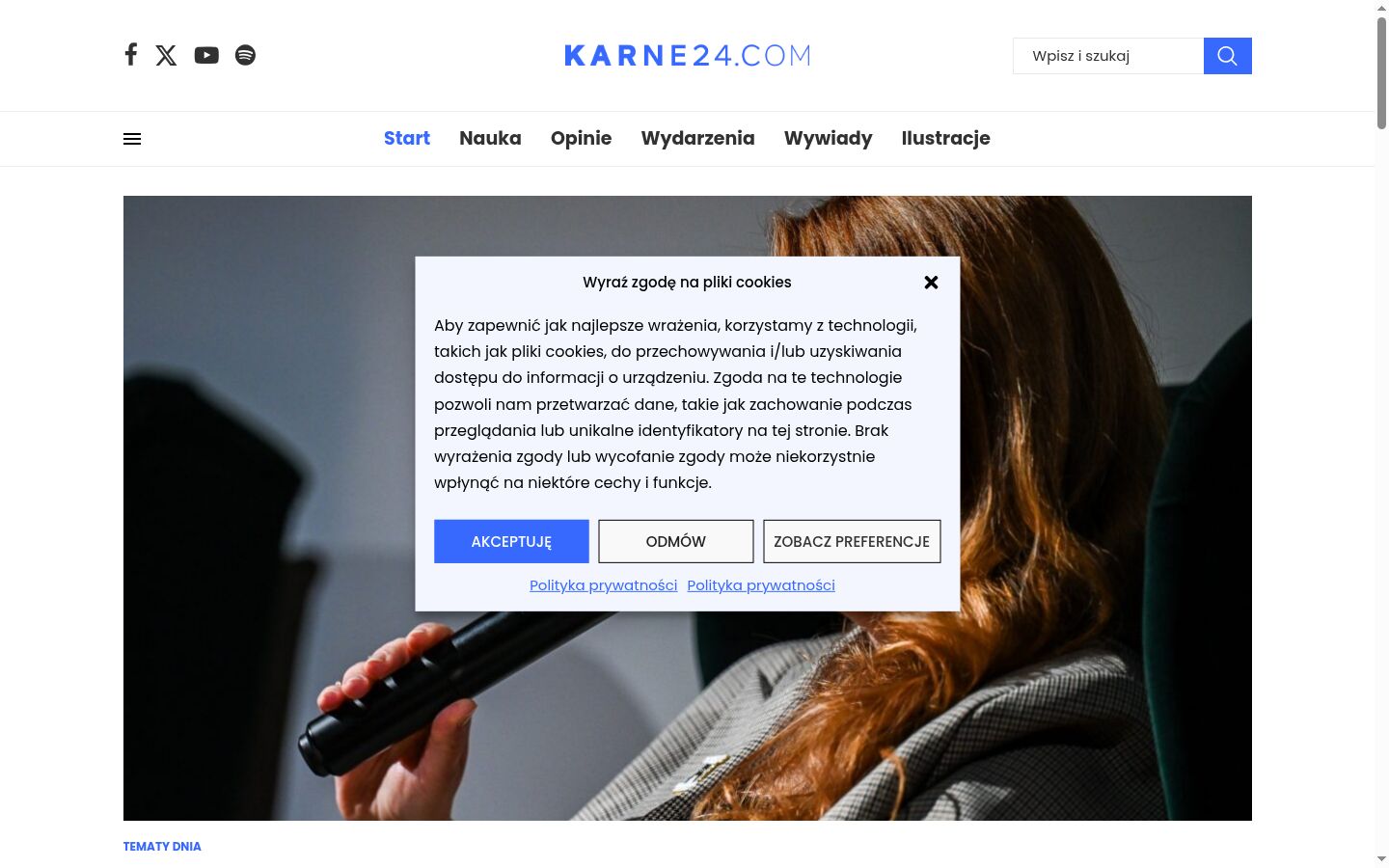 Screenshot of the consent banner shown before any interaction