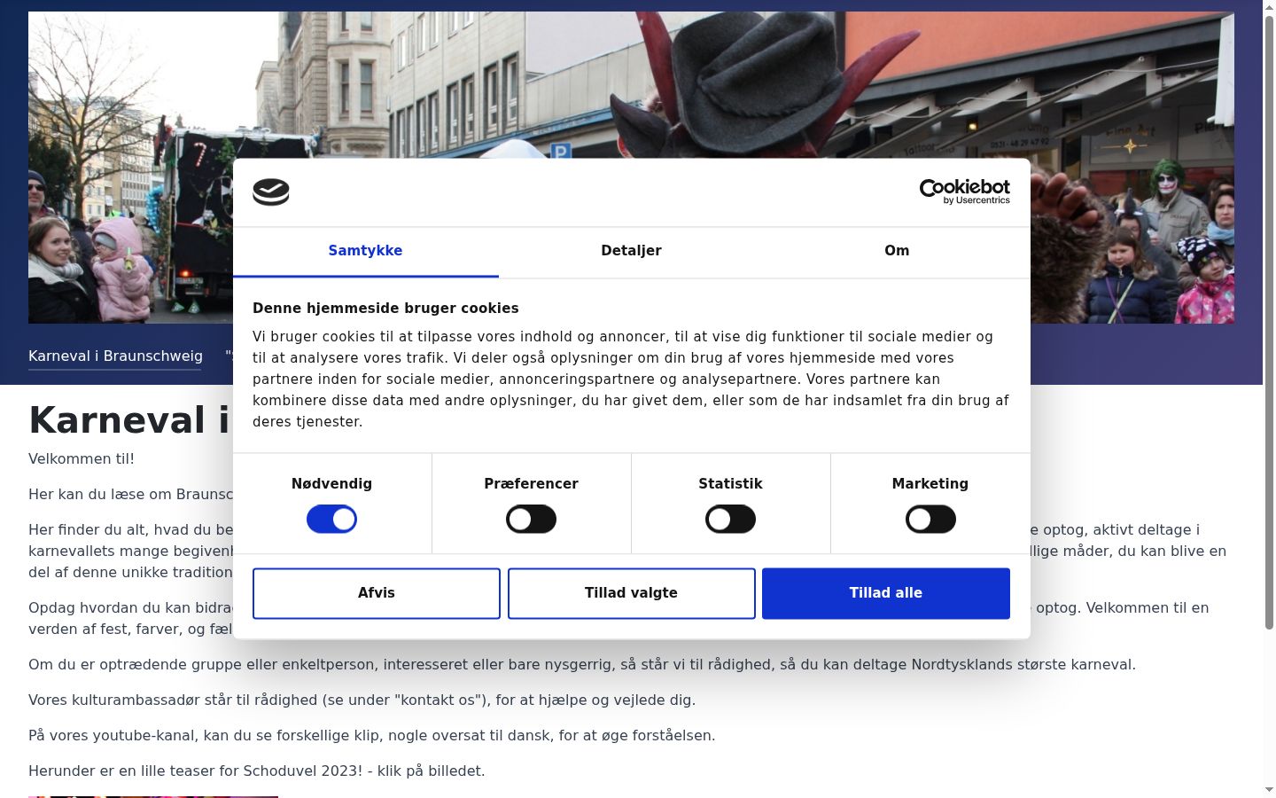 Skjermbilde av samtykkebanneret slik det vises før noen interaksjon