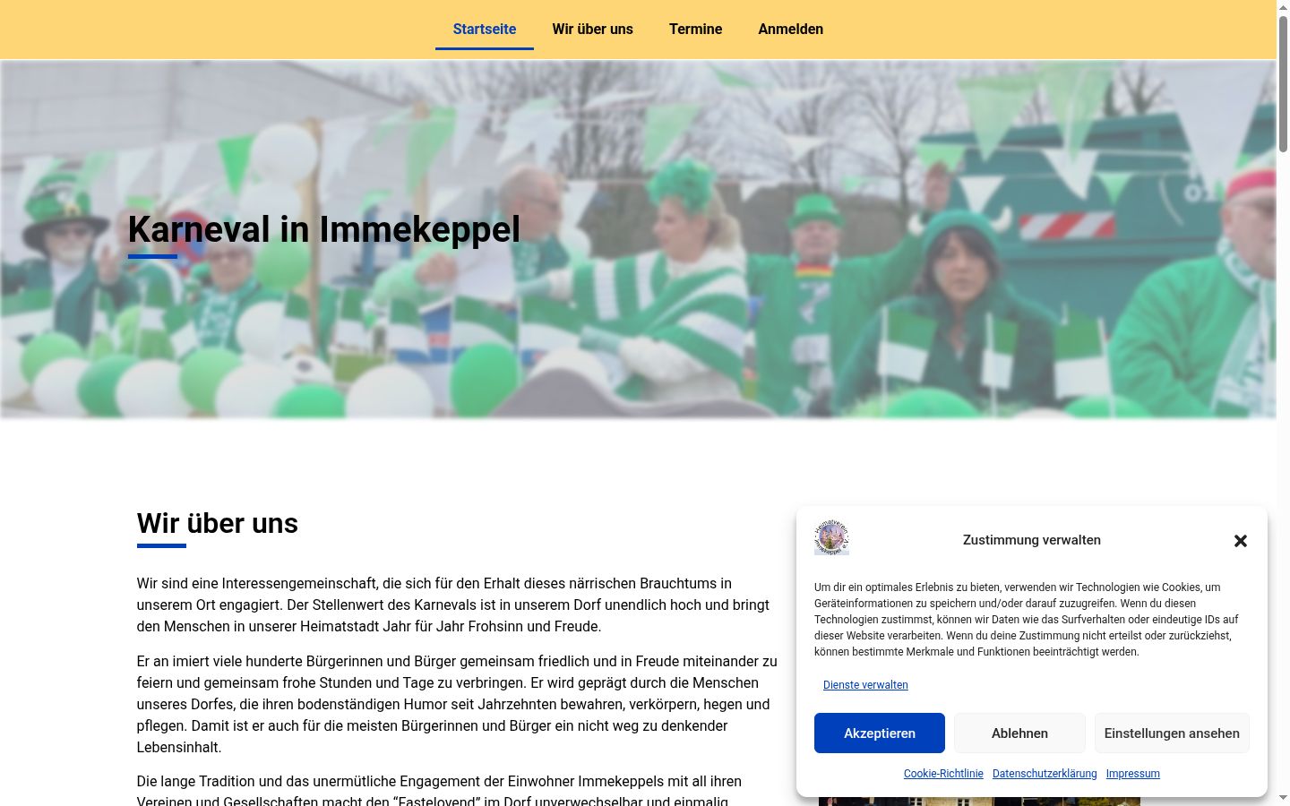 Ekrānuzņēmums ar piekrišanas baneri, kas tika rādīts pirms jebkādas mijiedarbības