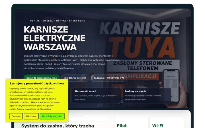 Screenshot of karnisze-elektryczne-warszawa.pl