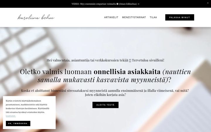Snímek obrazovky karoliinabehm.fi