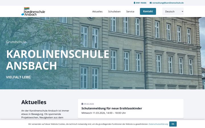 Screenshot of karolinenschule-ansbach.de
