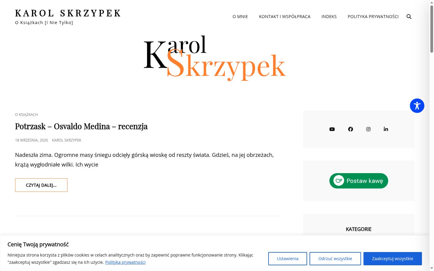 Zrzut ekranu banera zgody wyświetlanego przed jakąkolwiek interakcją