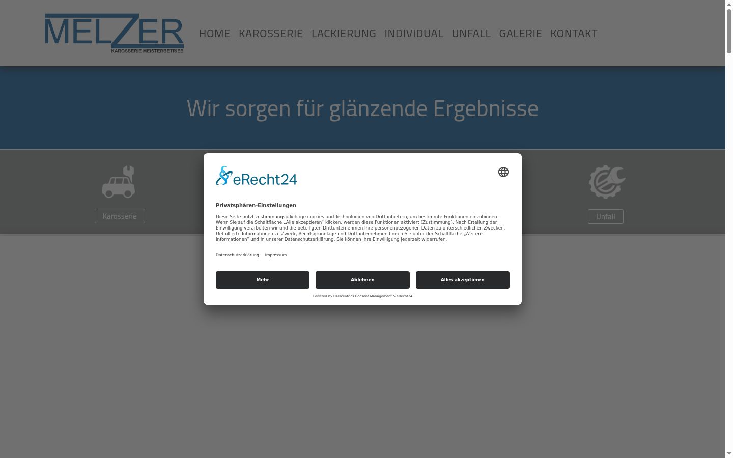 Screenshot des Einwilligungsbanners vor jeglicher Interaktion