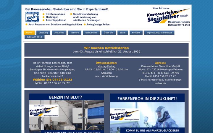 Screenshot of karosseriebau-steinhilber.de