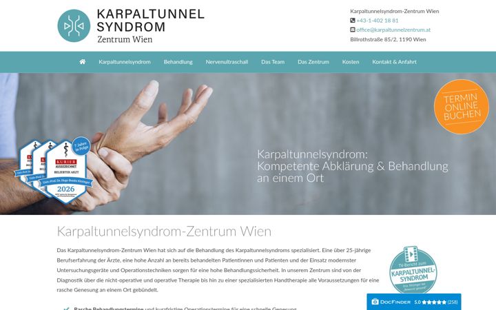 Screenshot of karpaltunnelzentrum-wien.at