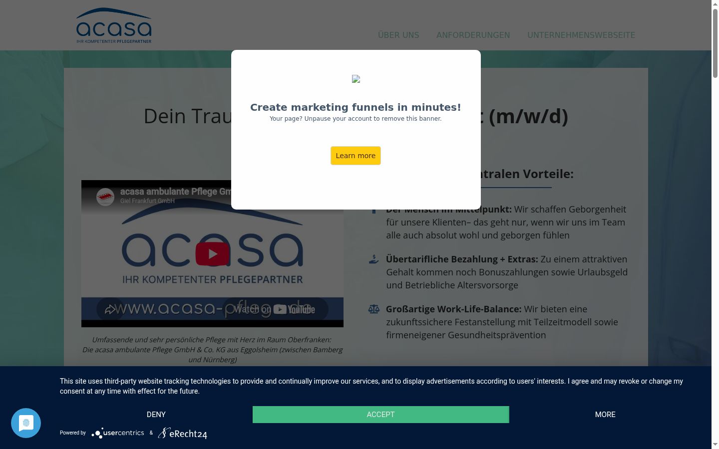 Snímek obrazovky baneru souhlasu zobrazeného před jakoukoli interakcí