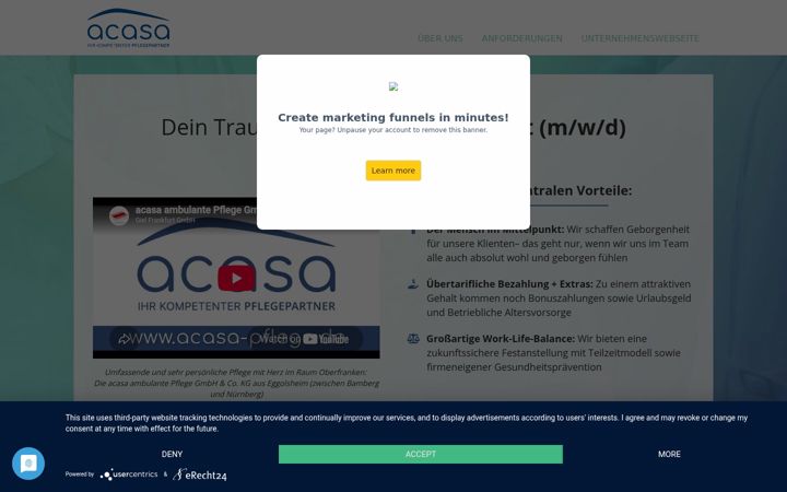 Screenshot of karriere-acasa-pflege.de