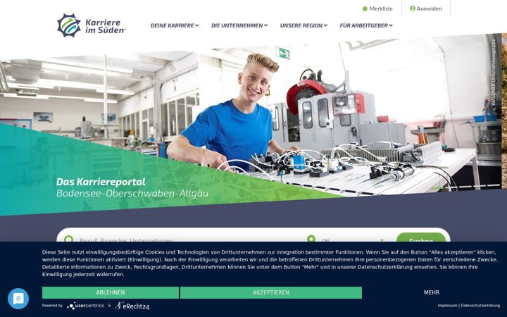 Screenshot of karriere-im-sueden.de