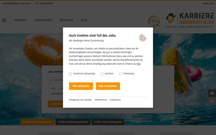 Screenshot of karriere-suedwestfalen.de