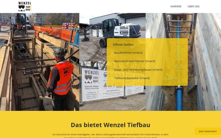 Snímek obrazovky karriere-wenzel-tiefbau.de