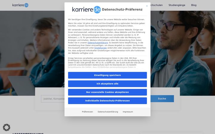 Screenshot of karriere.de