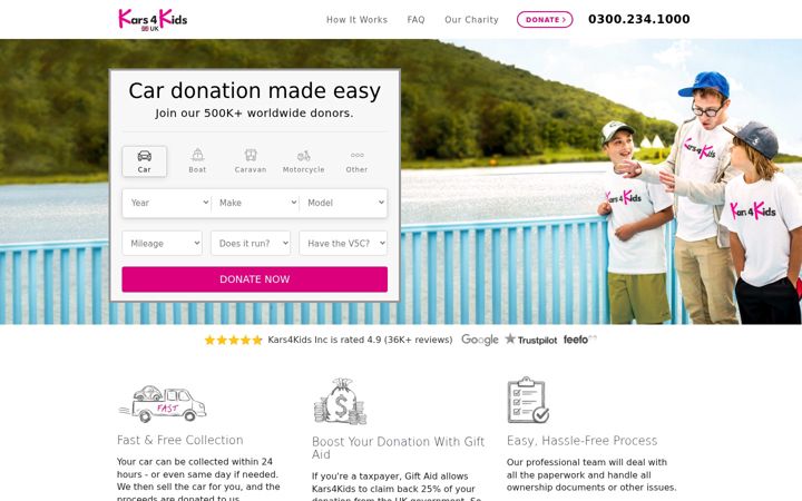 Screenshot of kars4kids.org.uk