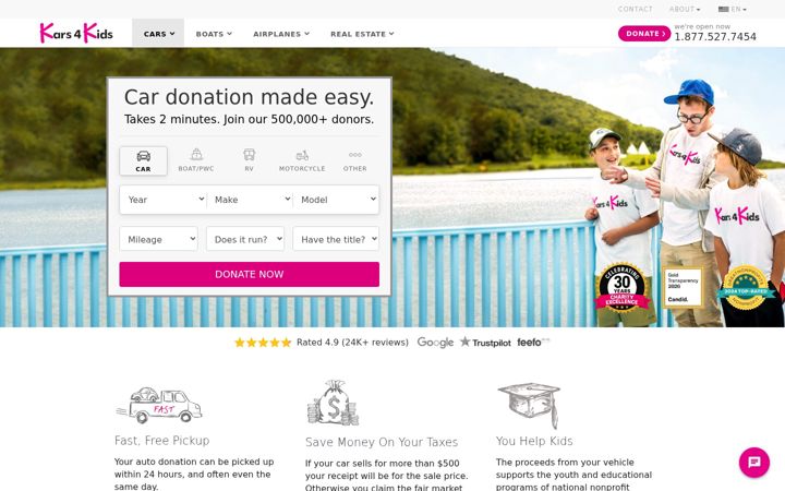 Screenshot of kars4kids.org