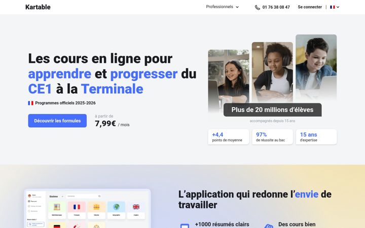 Screenshot of kartable.fr