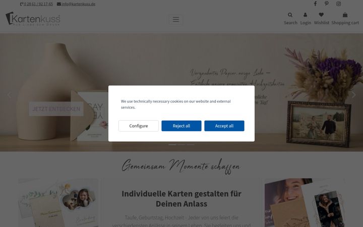 Screenshot of kartenkuss.de