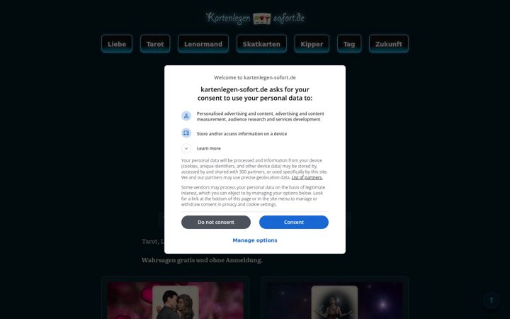 Screenshot of kartenlegen-sofort.de