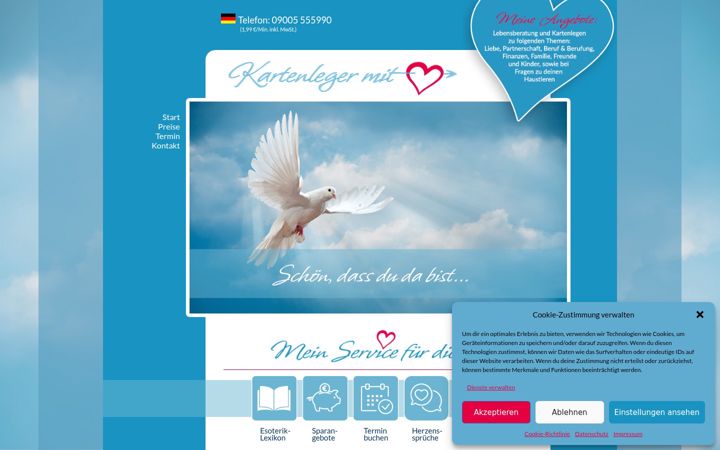 Screenshot of kartenlegermitherz.de