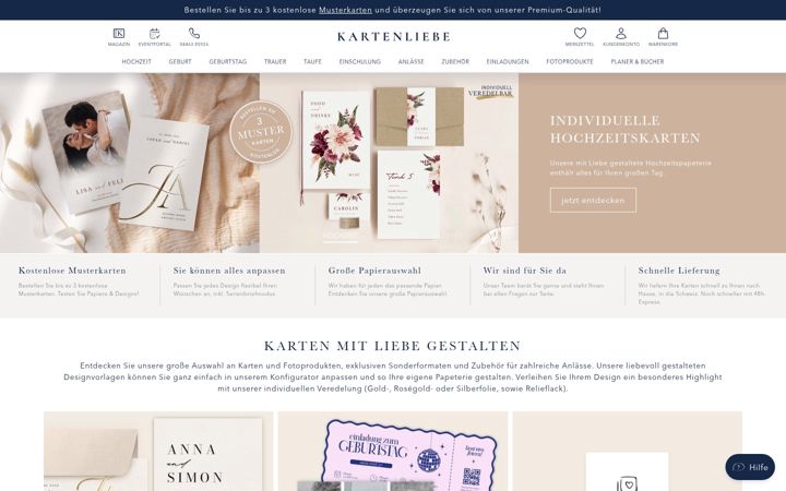 Screenshot of kartenliebe.ch