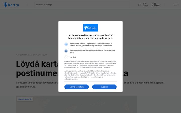 Screenshot of kartta.com
