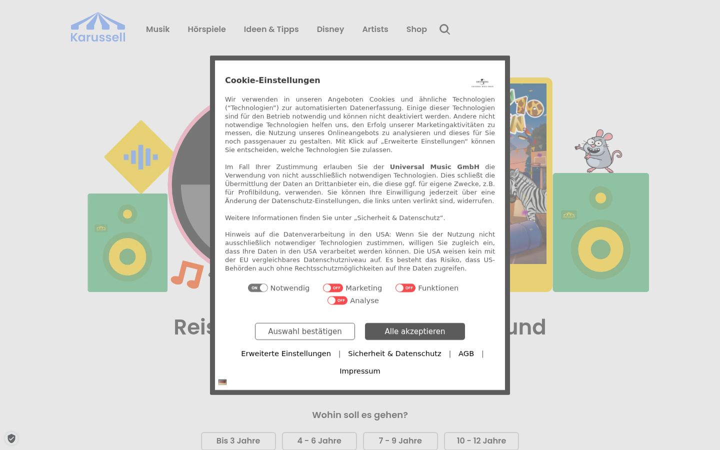 Screenshot del banner di consenso mostrato prima di qualsiasi interazione