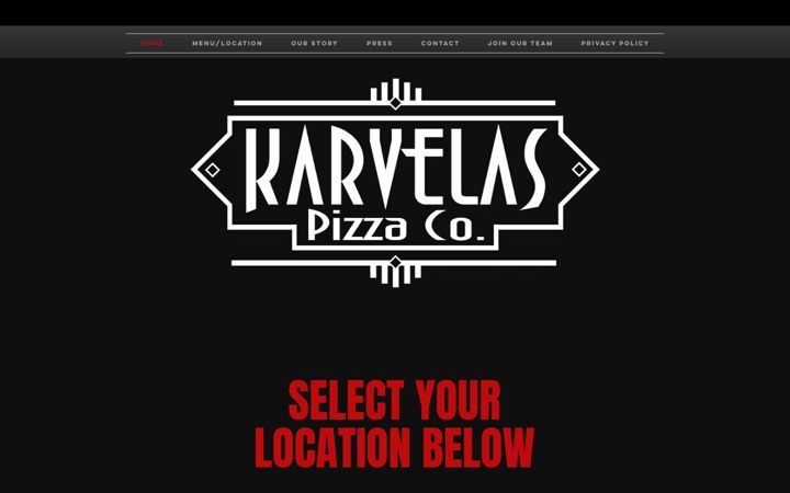 Screenshot of karvelaspizzaco.com
