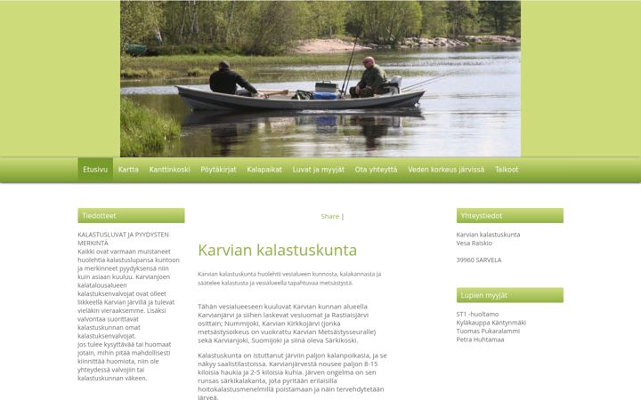 Screenshot of karviankalastuskunta.net