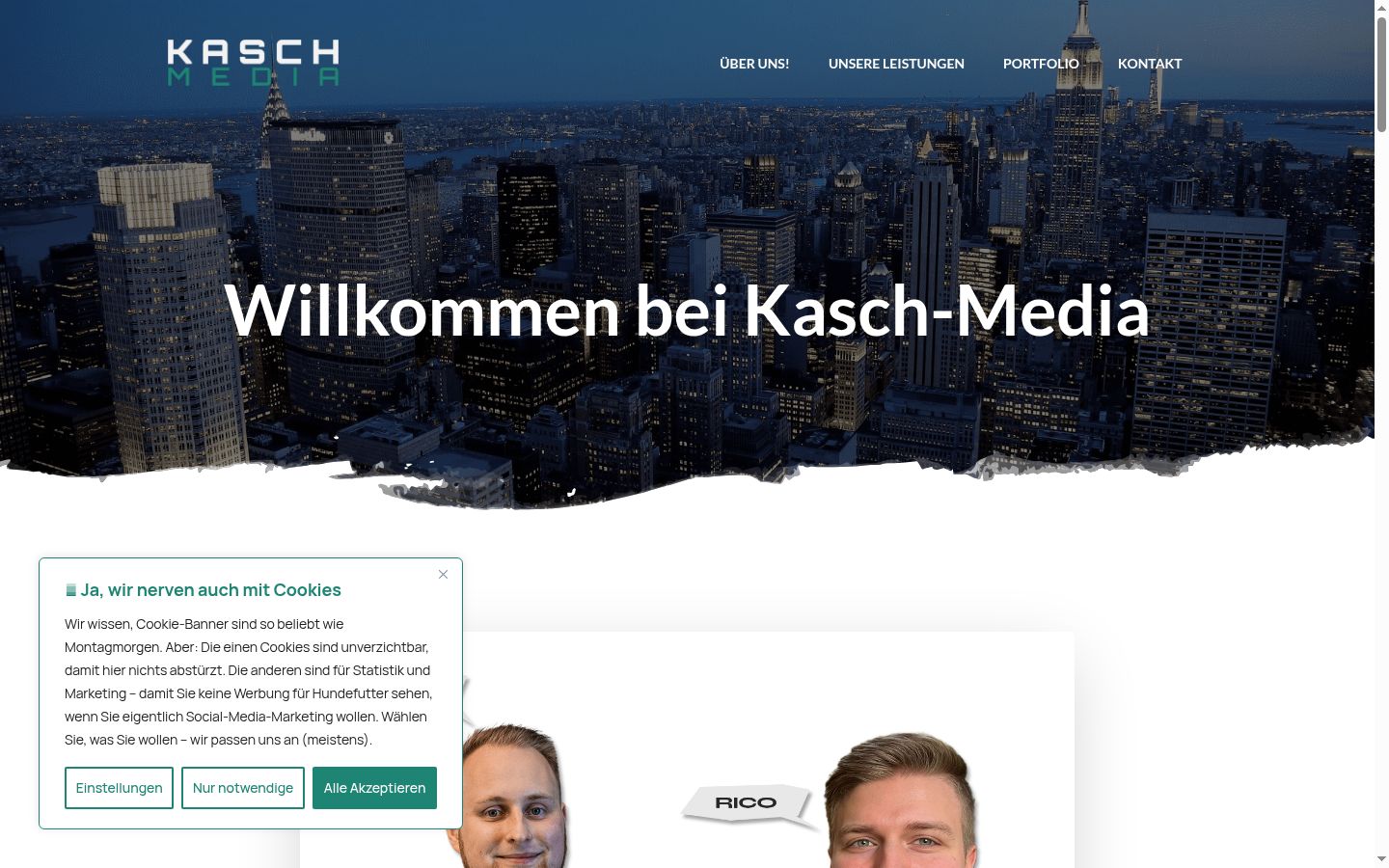 Screenshot des Einwilligungsbanners vor jeglicher Interaktion