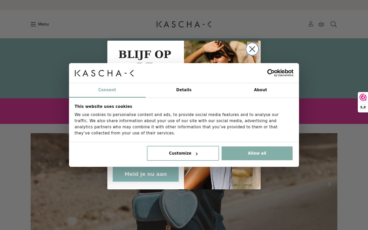 Capture d'écran de la bannière de consentement affichée avant toute interaction