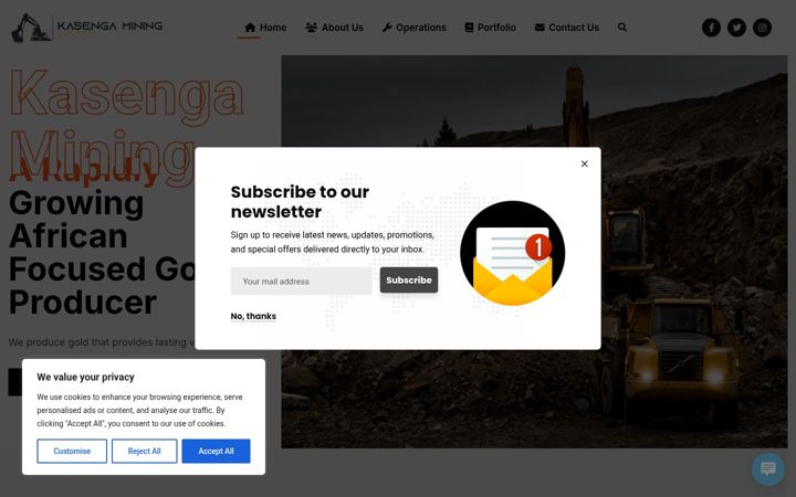 Screenshot of kasengamining.com