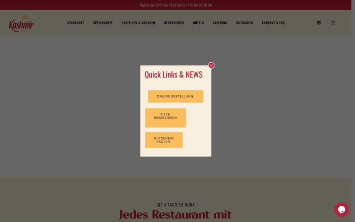 Screenshot of kashmir-restaurant.de