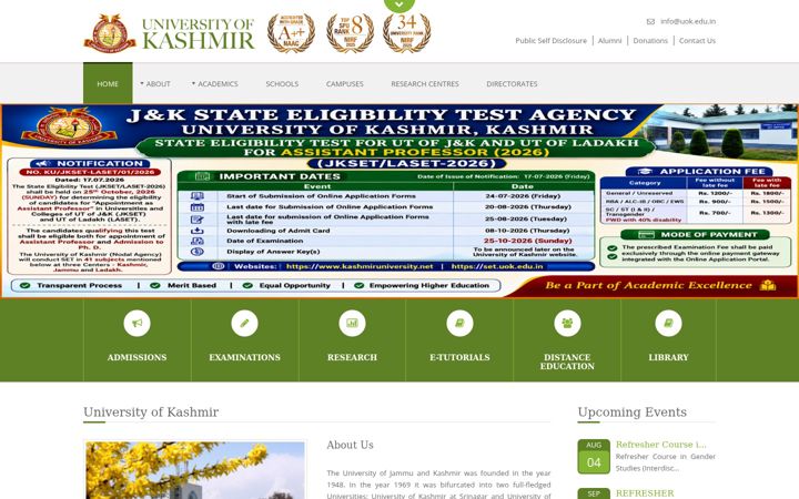 Screenshot of kashmiruniversity.net