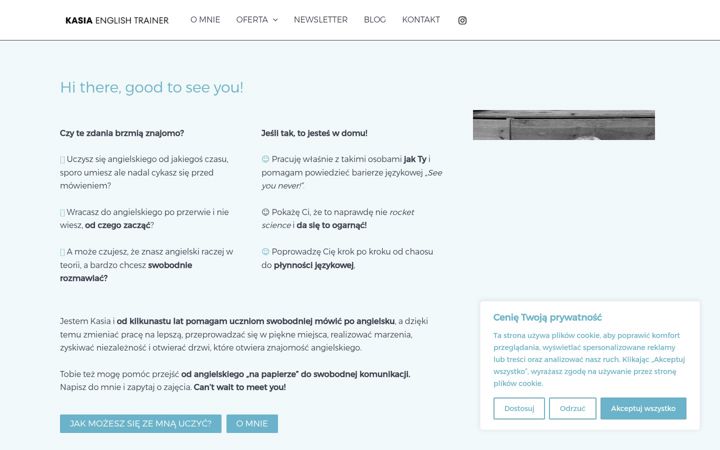 Screenshot of kasiaenglishtrainer.pl