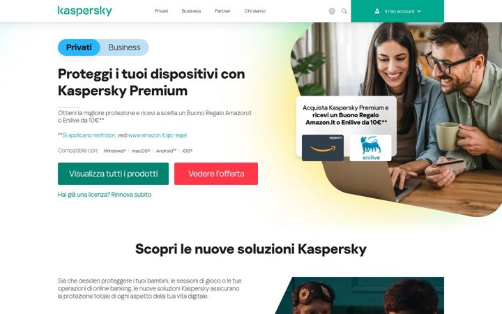 Snímek obrazovky kaspersky.it