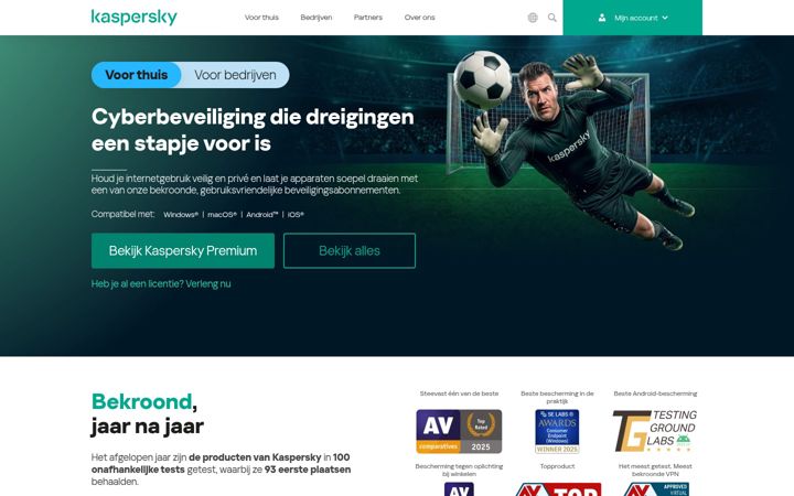 Posnetek zaslona kaspersky.nl