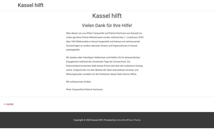 Snímek obrazovky kassel-hilft.de