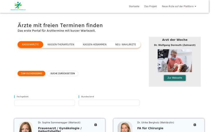 Screenshot of kassenarzt-finden.at