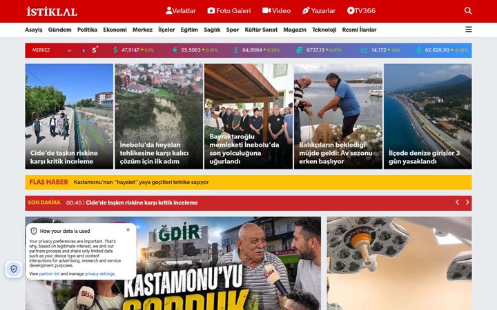 Screenshot of kastamonuistiklal.com