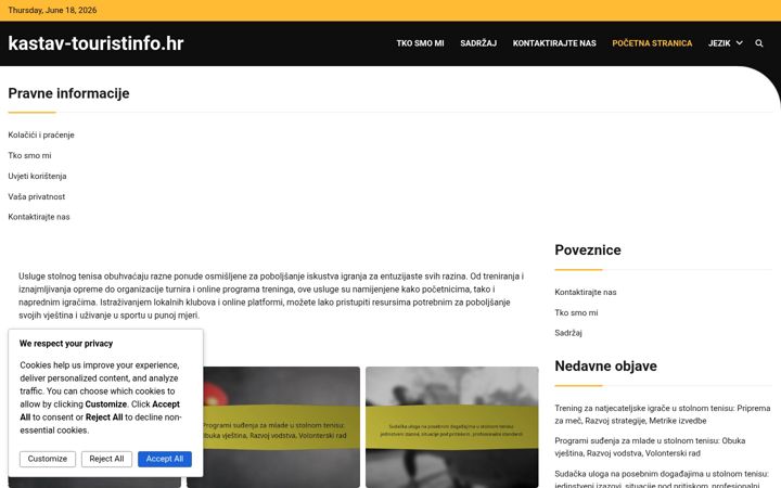 Ekraanipilt saidist kastav-touristinfo.hr