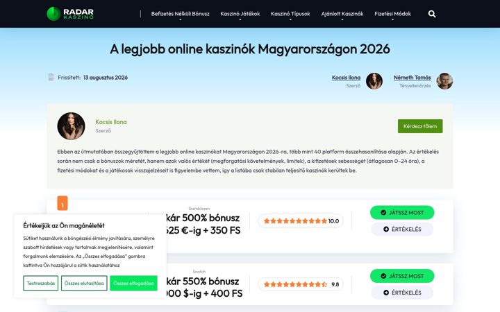 Screenshot of kaszino-radar-magyar.com