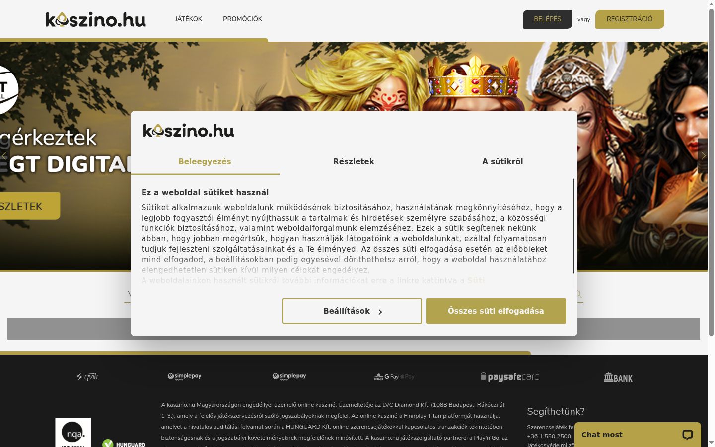 Képernyőkép a bármilyen interakció előtt megjelenő hozzájárulási bannerről