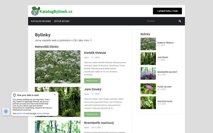 Screenshot of katalogbylinek.cz