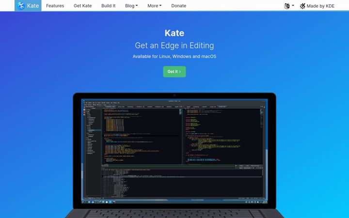 Screenshot of kate-editor.org
