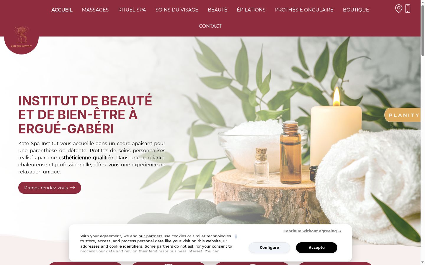 Capture d'écran de la bannière de consentement affichée avant toute interaction