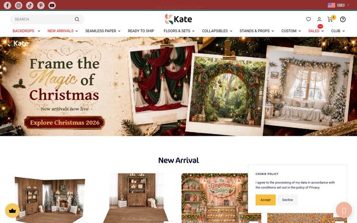 Screenshot of katebackdrop.com