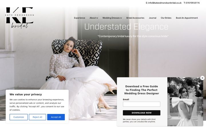 Screenshot of kateedmondsonbridal.co.uk